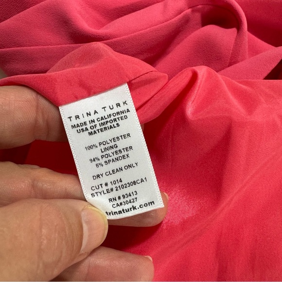 New Trina Turk Atlantis Ruffle Trim Shift Dress Watermelon - Picture 6 of 8